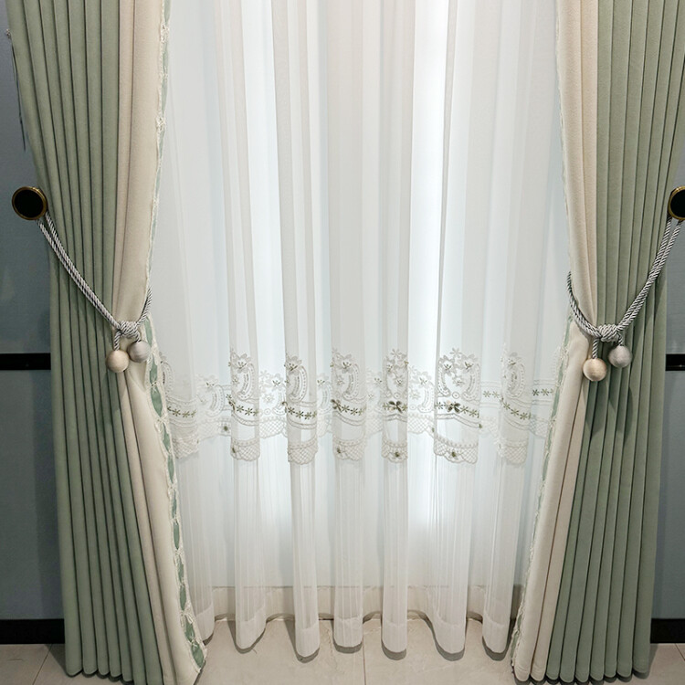 modern Simplicity Northern chenille lace green shade valance curtain tulle M1612