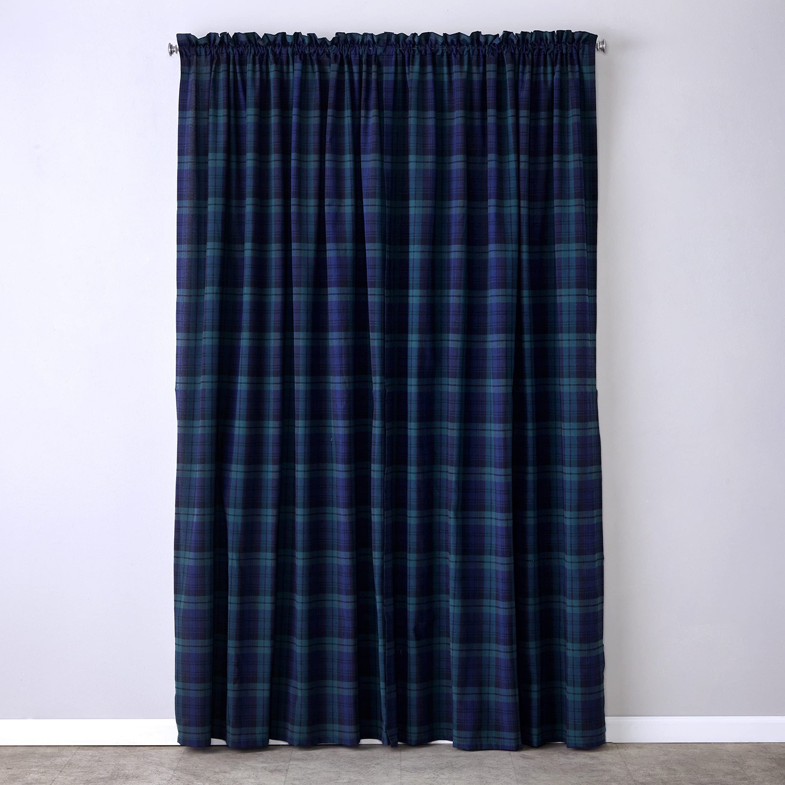 SKL Home Hearthside Plaid Window Curtain Panel, 54X54, Green/Navy