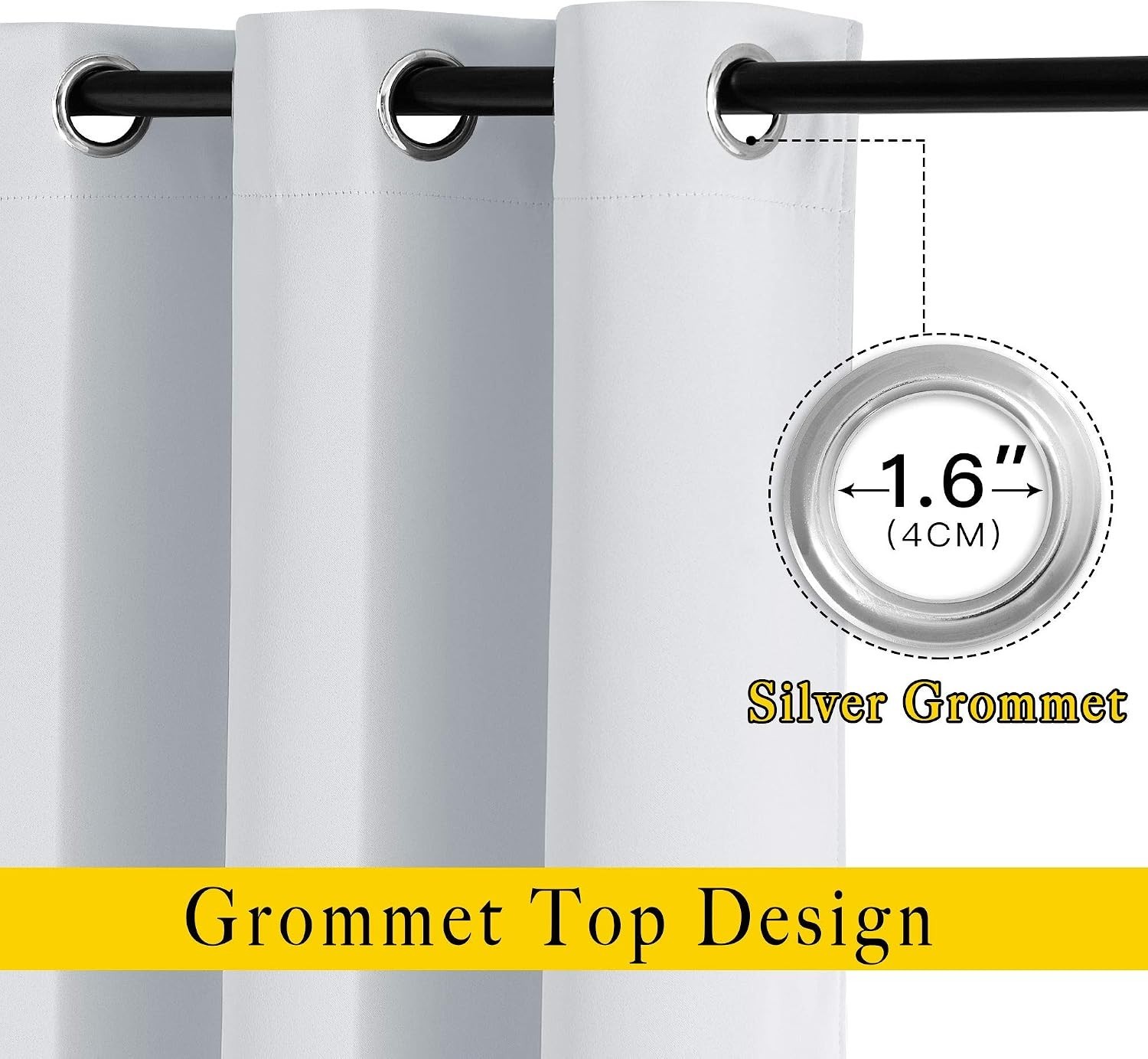 100% Polyester Blackout Curtains – 2 Panels 52×84 with Silver Grommet