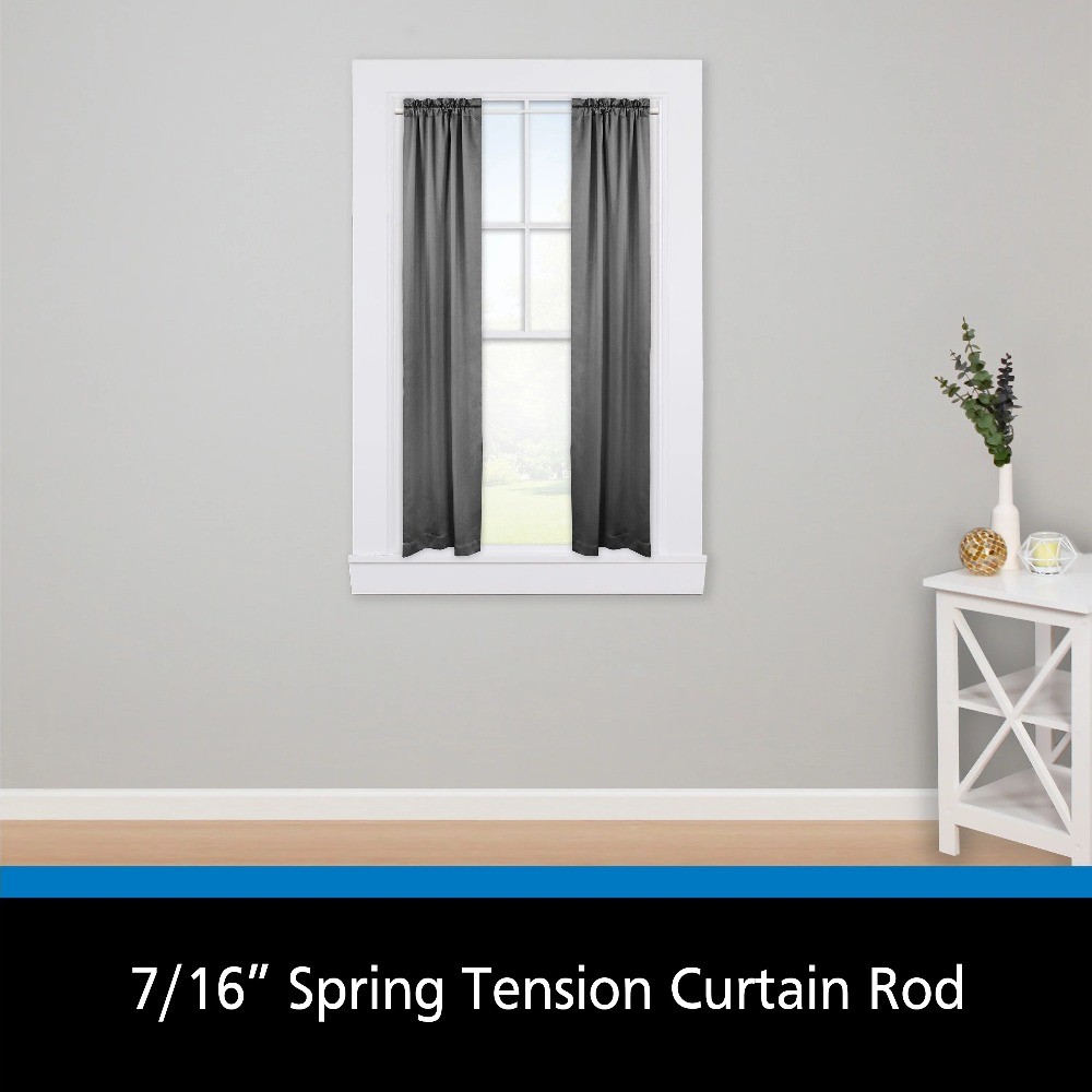 Adjustable Tension Curtain Rod 28 to 48 Inches Steel Tube 7/16 Inch Diameter
