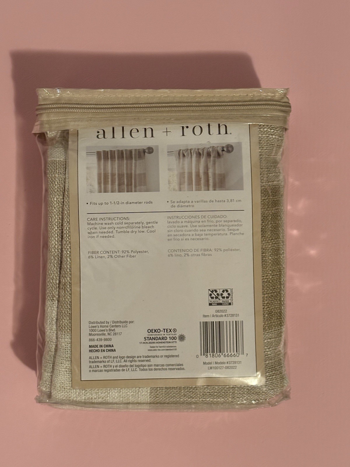 Allen Roth Light Filtering Curtains Natural Buffalo Plaid 081806666607