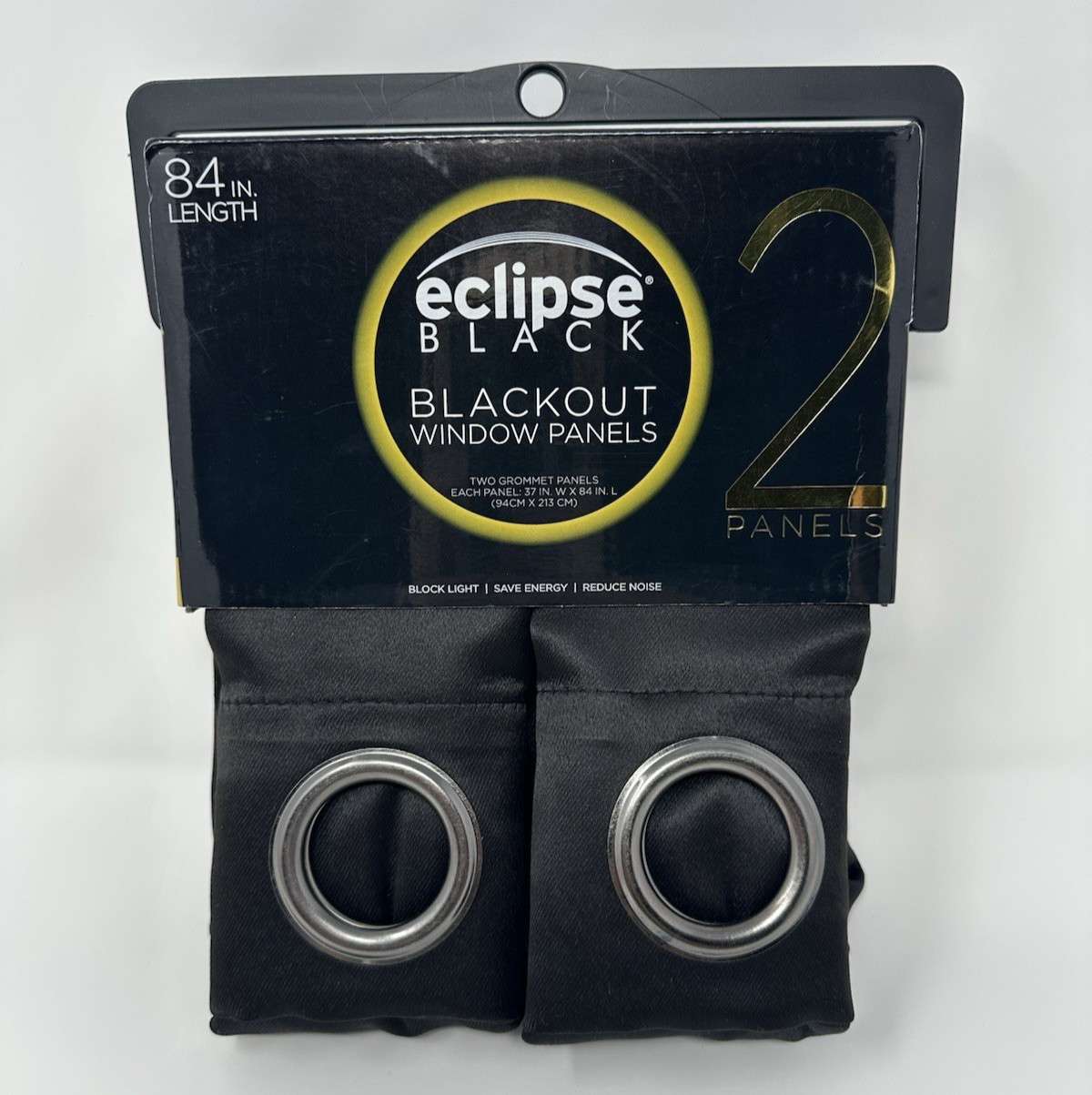 Eclipse Black Blackout Curtain Panels 84 In Grommet 2 Window Panels New