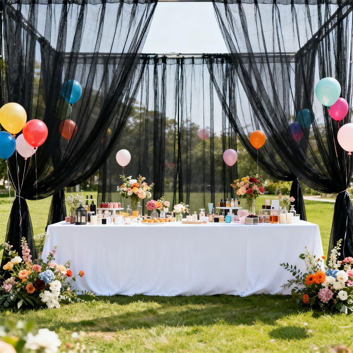Extra Wide Outdoor Curtains Waterproof Mesh Screen for Patio Lightweight Privacy
