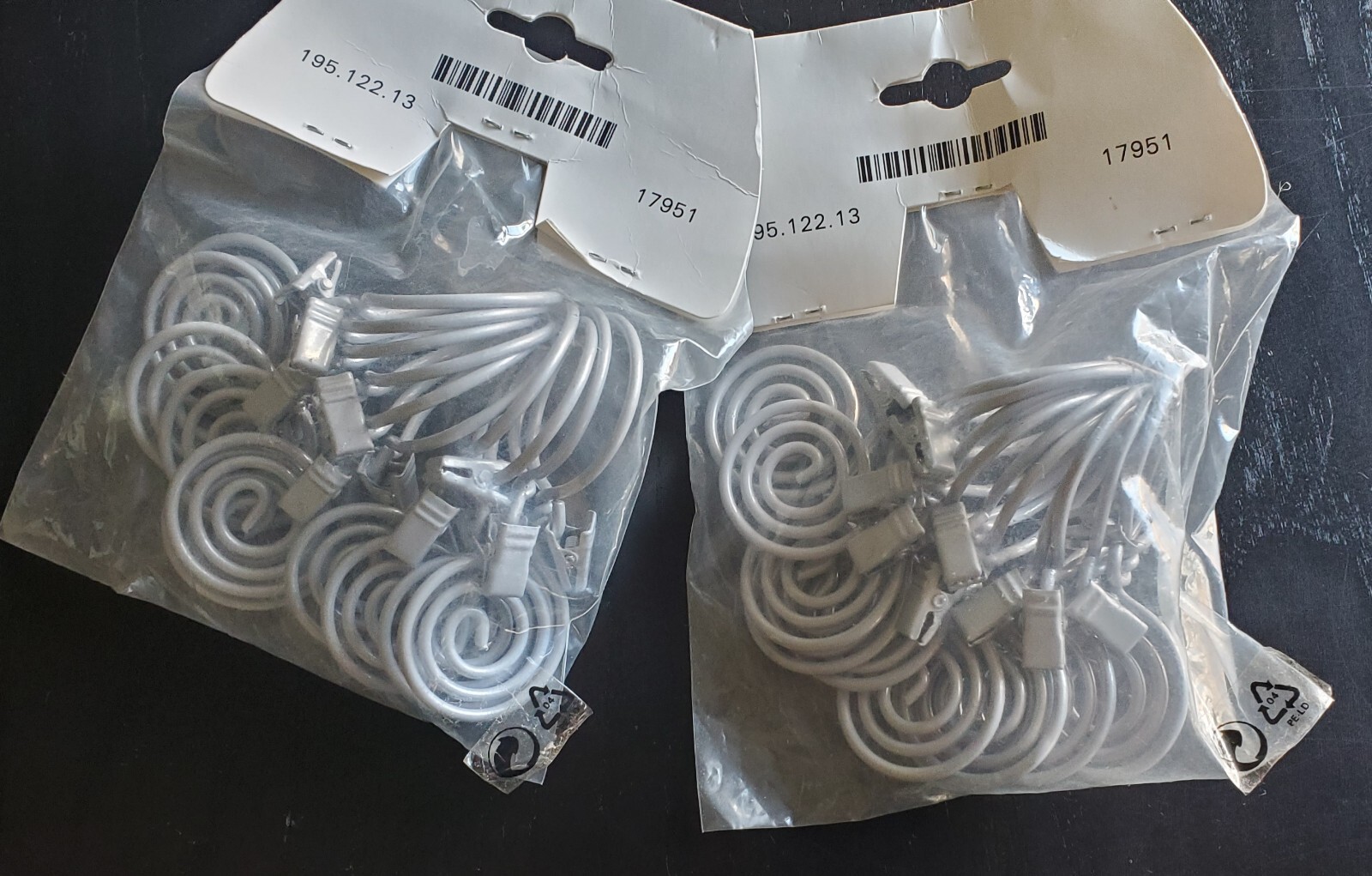 Factory Sealed – IKEA BELLA Curtain Hooks – Silver/Grey – Set of 10 x 2