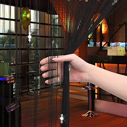 GREENWISH String Curtains Black Beads Curtains Doorway Tassel Curtain Thread …