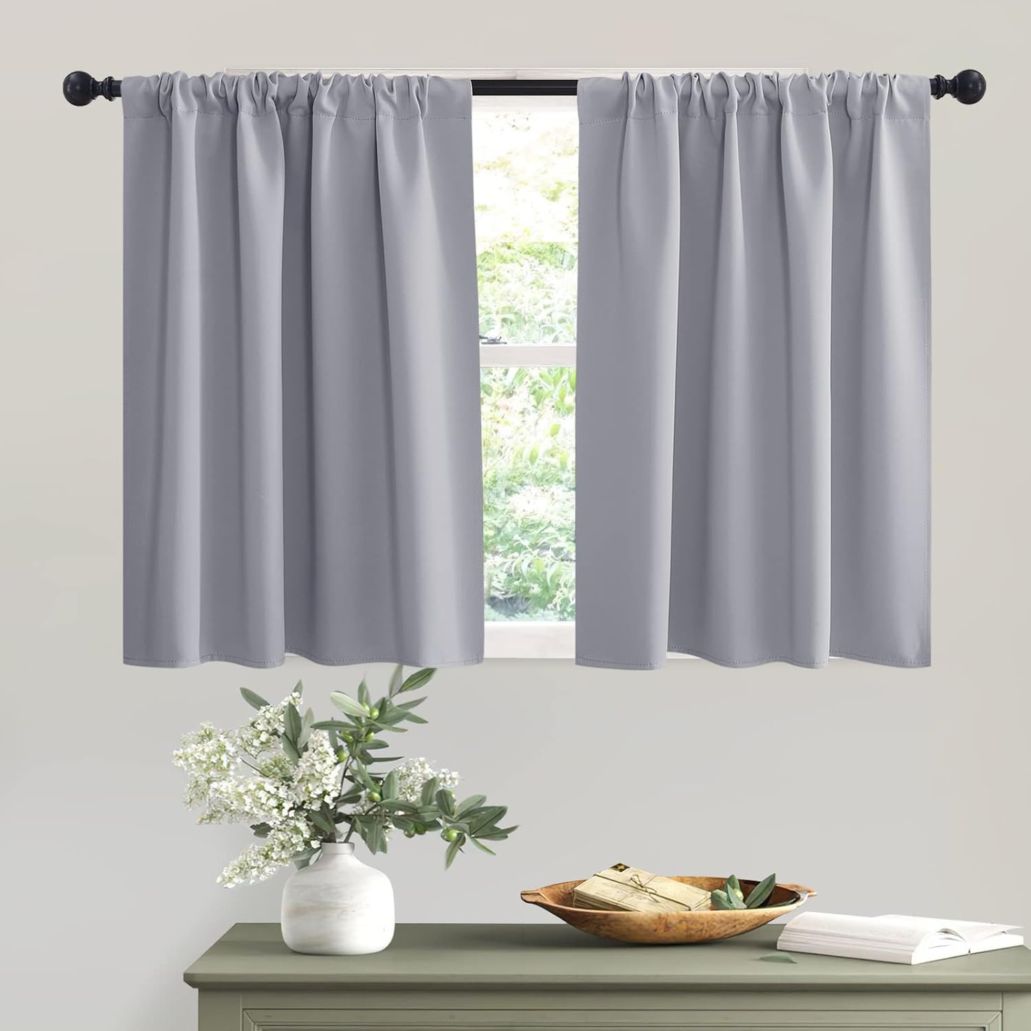 RYB HOME Blackout Curtains Small Window Decor Energy Efficiency Drapes for Kitch