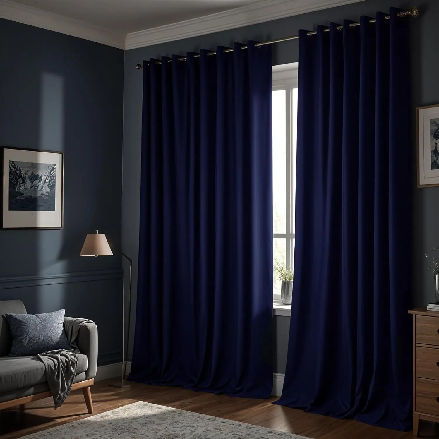 Premium Blackout Curtains Eyelet Ring Top Ready Made Thick Thermal Curtain Set