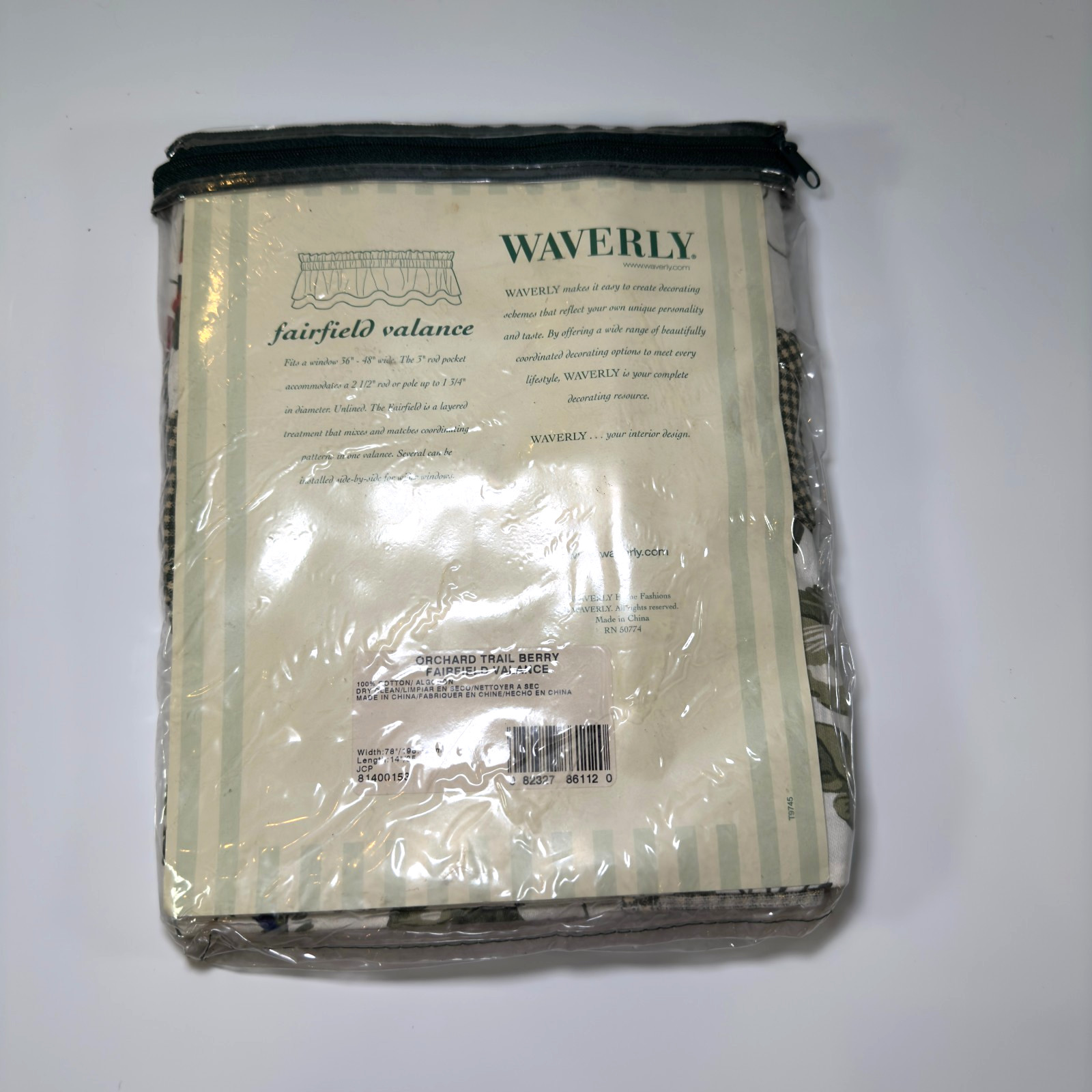Waverly Fairfield Valance Orchard Trail Berry 78″x14″ Farmhouse Cottage Cotton