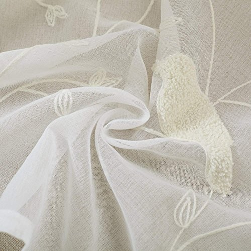 White Rod Pocket Sheer Valance, Solid Window 52″W x 18″L (Pack of 1) Birds