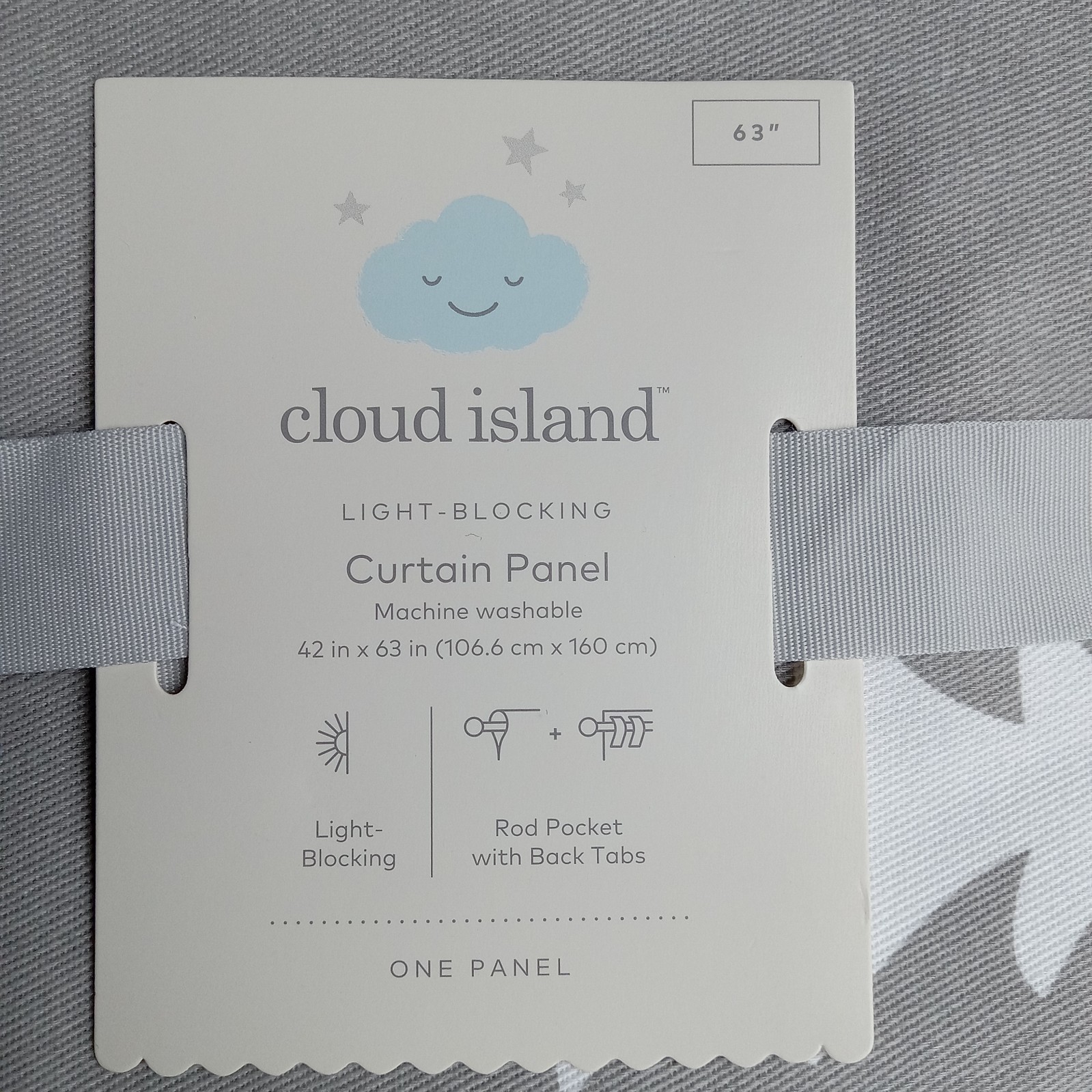 Curtains-Blackout- TWO PANELS, Cloud Island, 42”x63” Gray w/Trees FAST SHIPPING!