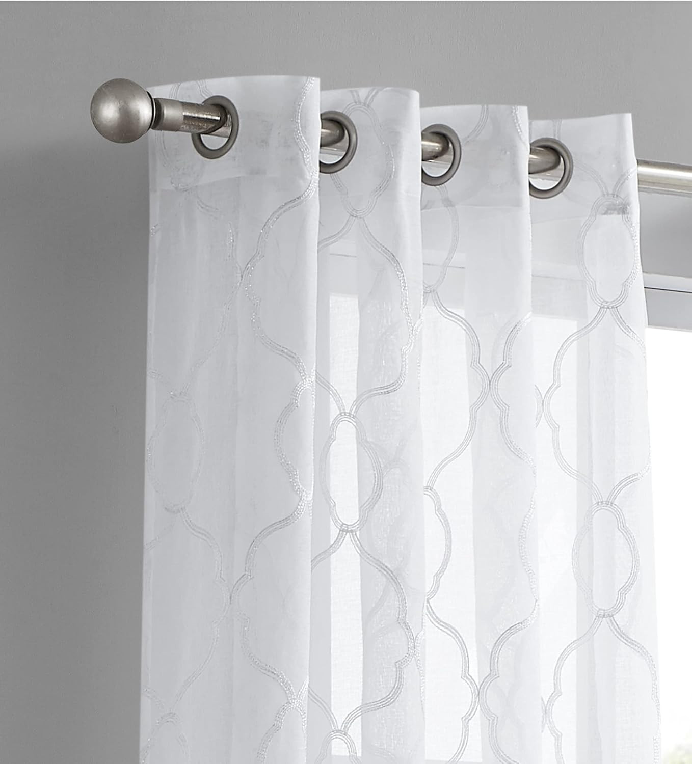 White Contemporary 3D Textured Curtains – 54X84 Inches – White and Patterned She