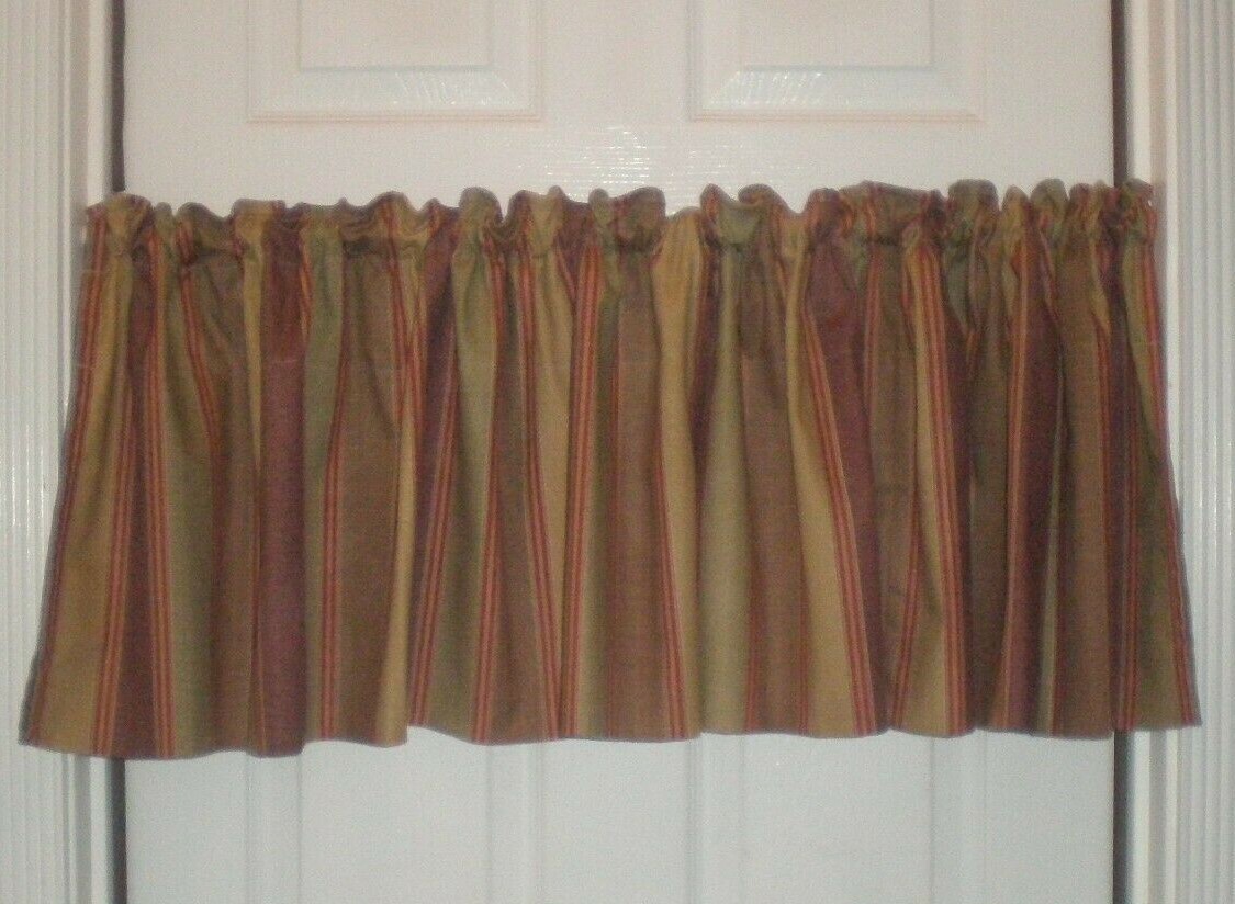 Waverly Blouson Tailored Awning Stripe Valance Cotton Twill 80″Wx16″ 2 avail USA
