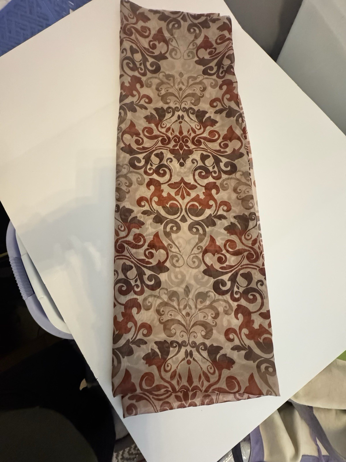 Sheer Brown Paisley Curtain 60×84, 1 Ea