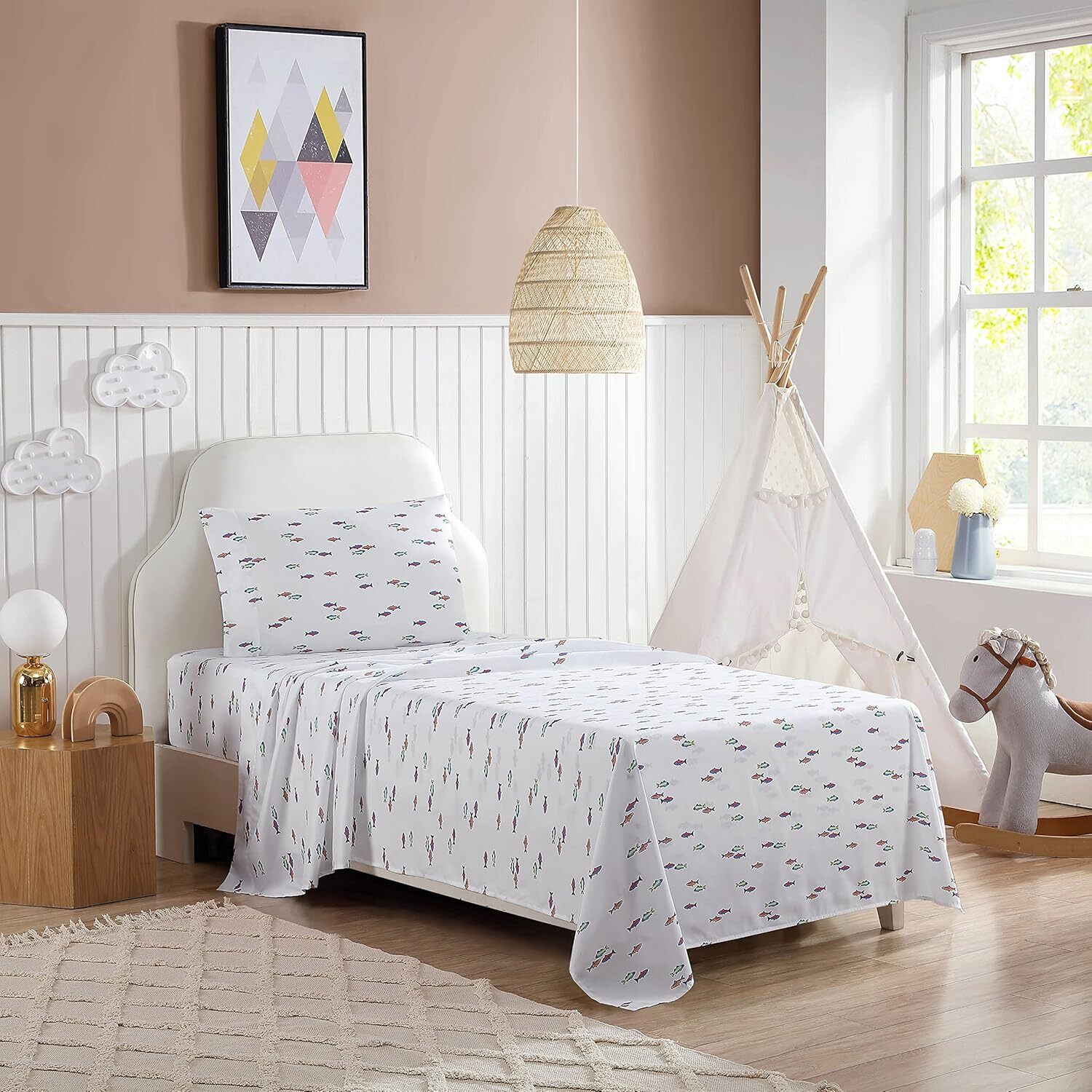 Eddie Bauer Kids – Full Size Sheets, Stain Full, Fish Lake White/Multi