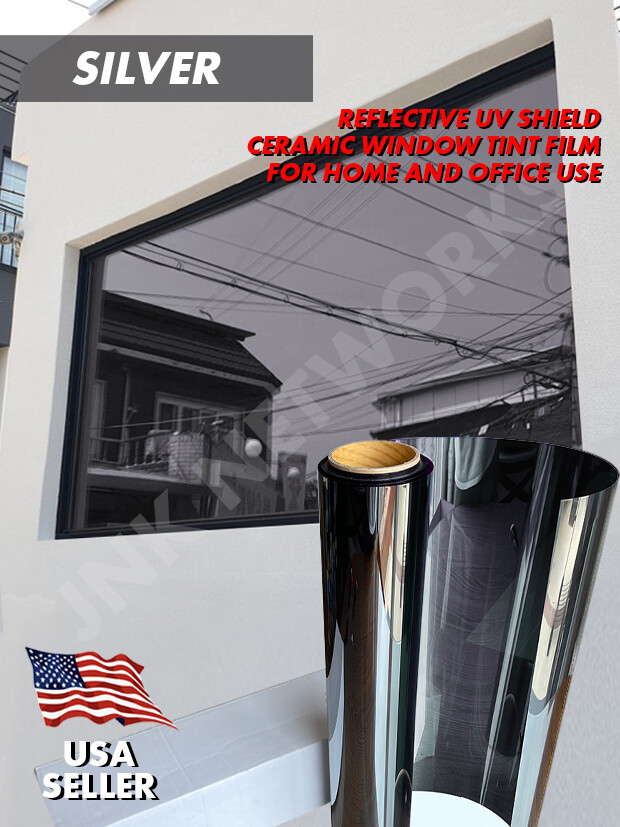One Way Mirror Reflective Color UV Window Tint Film Home and Office (Silver)