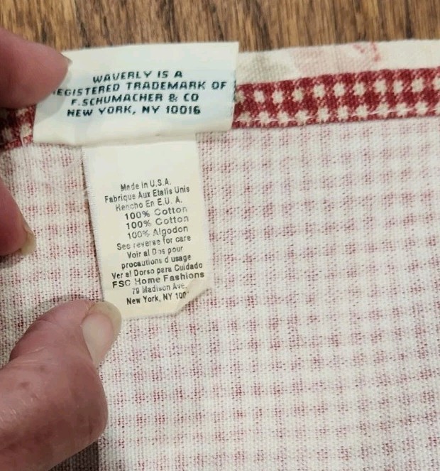 Waverly NORFOLK ROSES Red Gingham Layered Scalloped Valance 15 X 76 Cottagecore