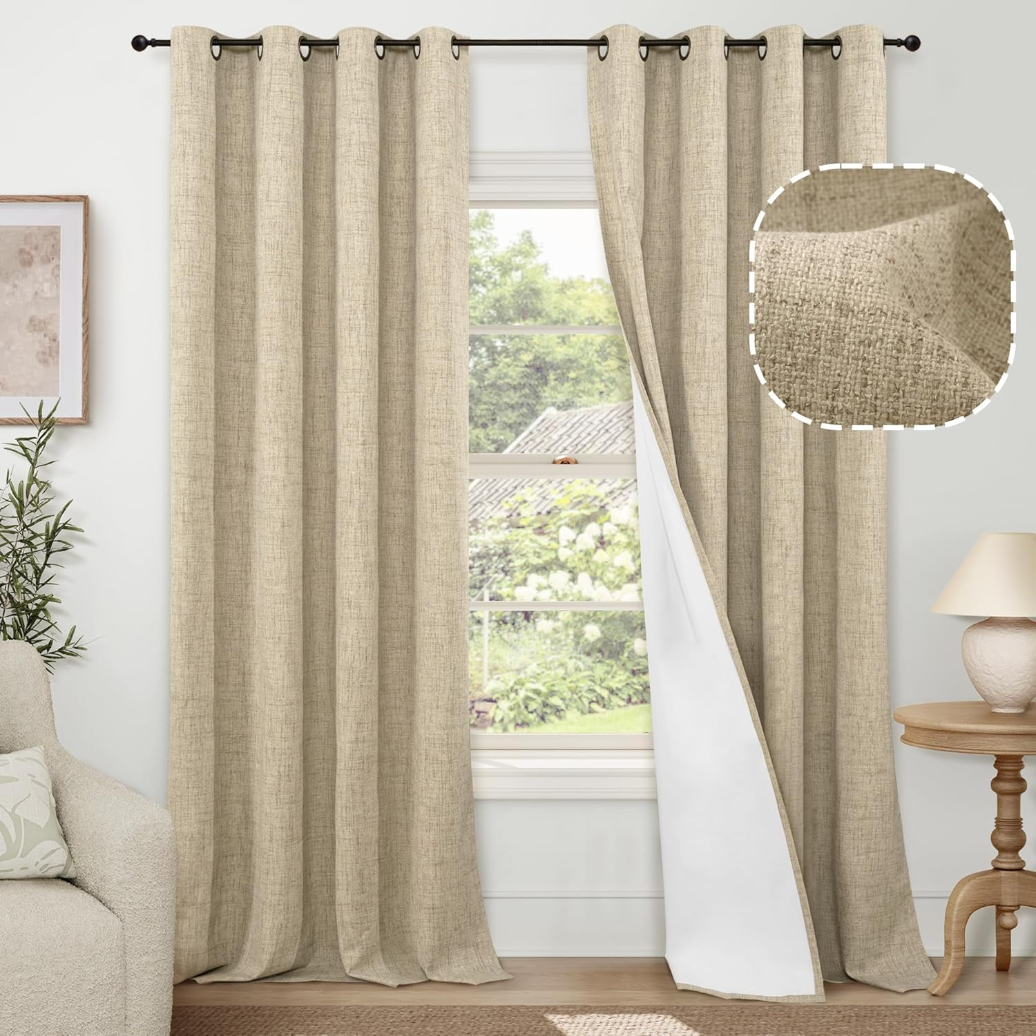 100% Blackout Curtains for Living Room/Bedroom 84 Inch Length 2 Panels Set, Ther