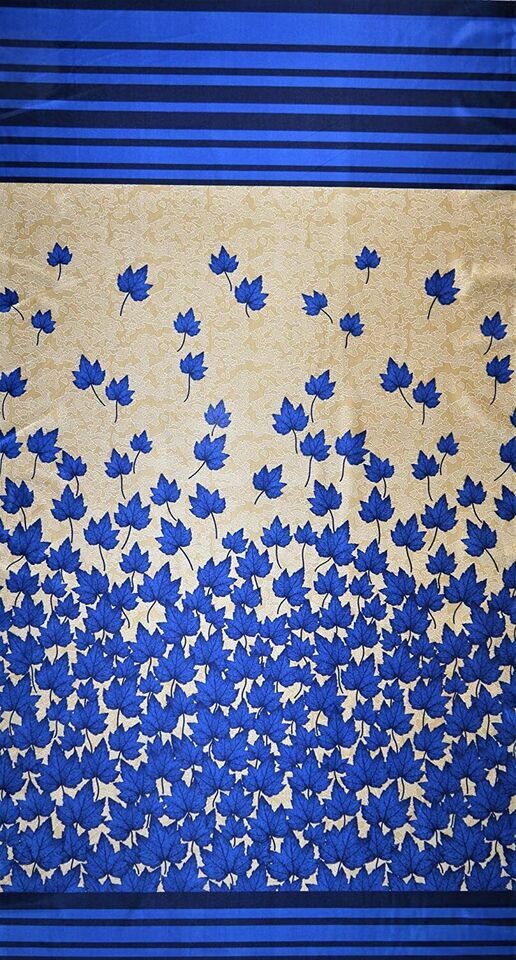 2 Piece Mapple Leaves Ringtop Grommet Door Window Curtains Set 5 7 9 Feet – Blue