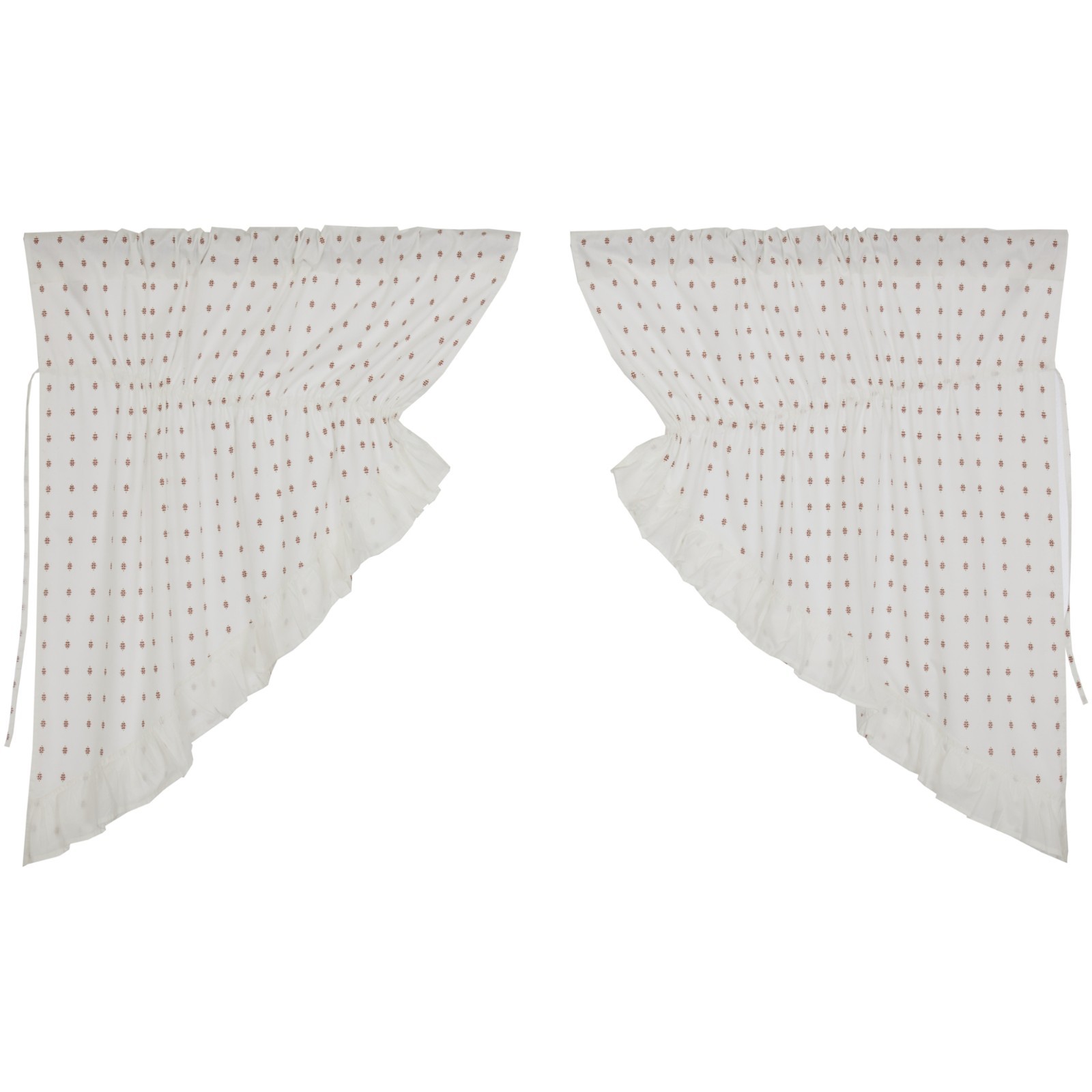 Abigail Ruffled White Delicate Design Country Chic Prairie Swags 72″ x 36″