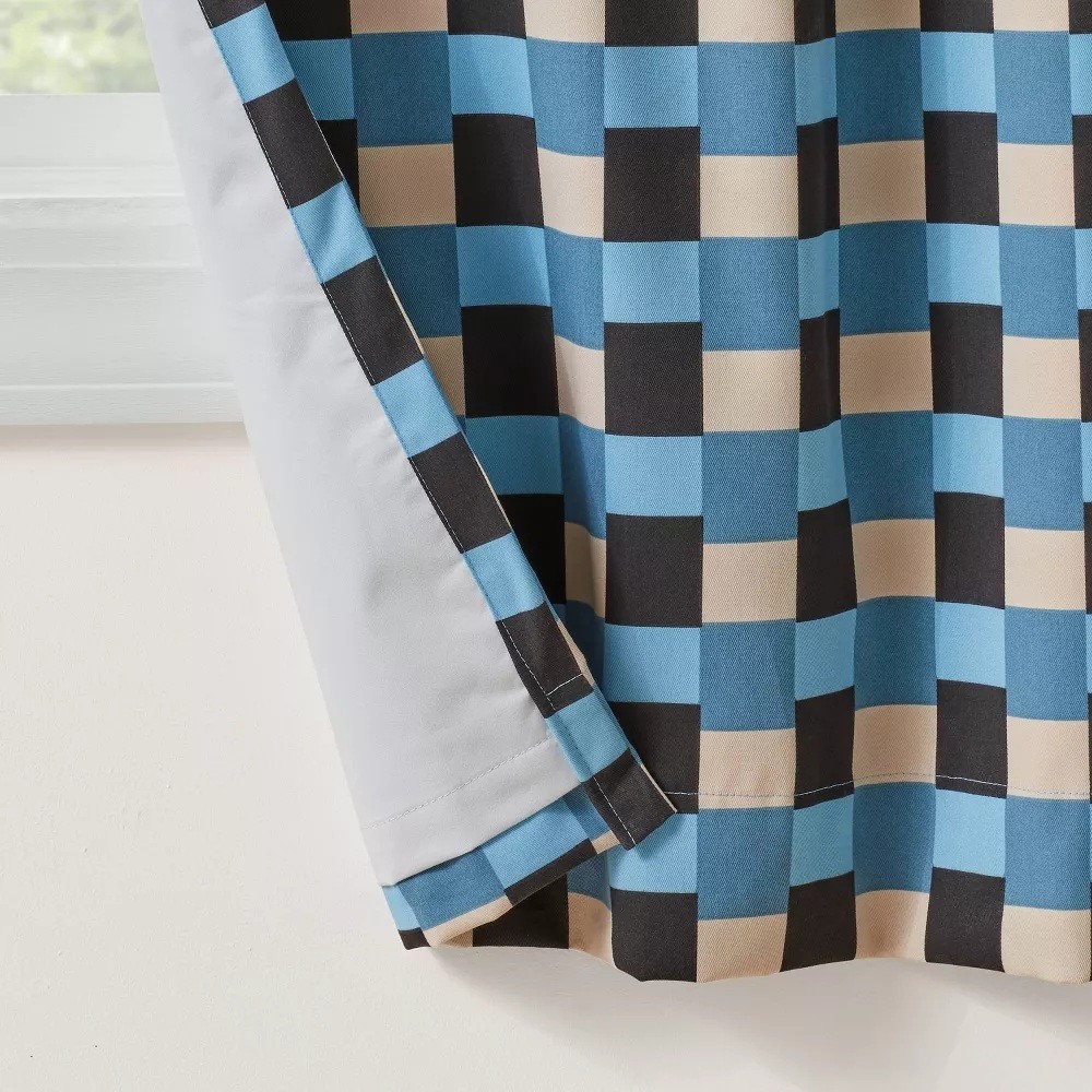 Pillowfort Blue Checkered Weave Single Blackout & Lined Curtain Panel 42″ x 84″