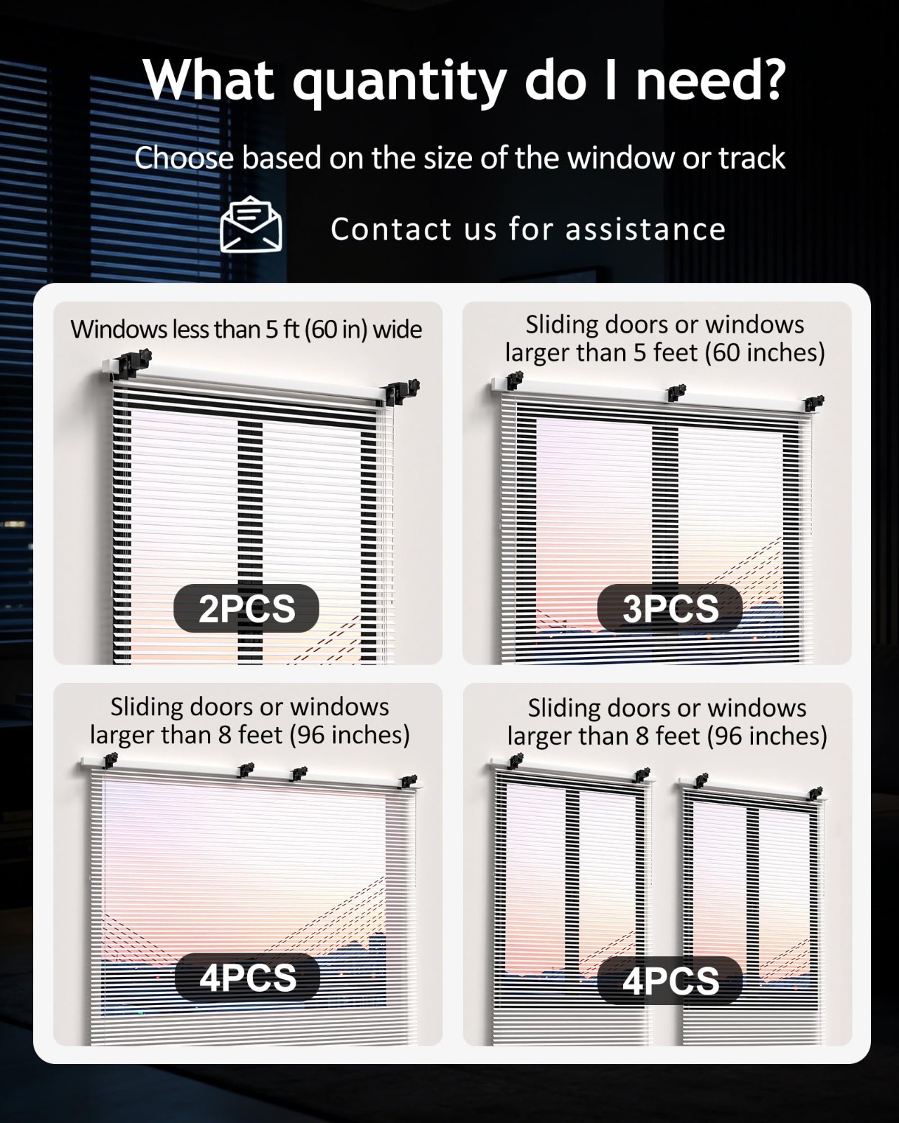 No Drill Curtain Rod Brackets for Outside-Mount Blinds, Tool-Free Holders, 4 Pac