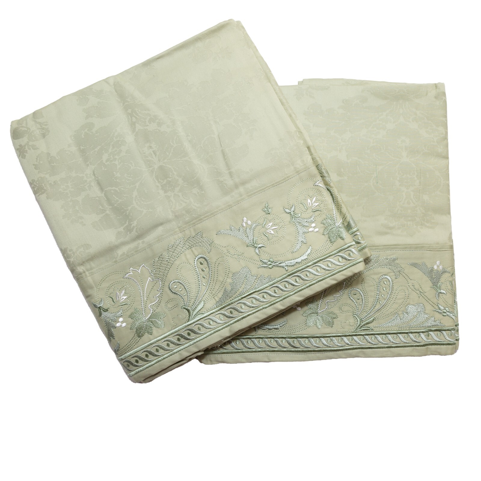 Chris Madden Hotel Lt. Olive Green Valance Embroidered Set of 2, 16×80″ JCPenney