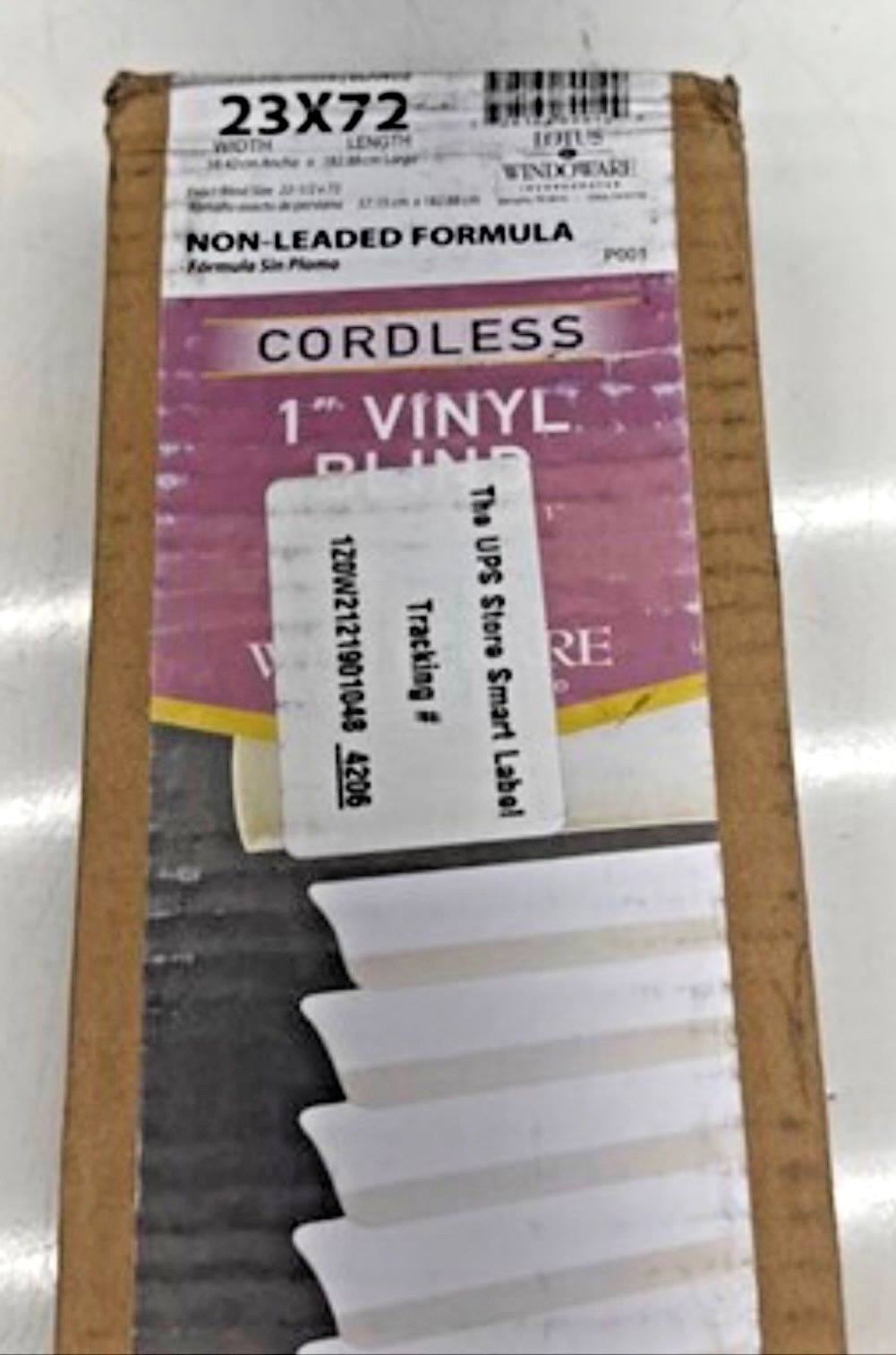 Lotus & Windoware 23×72 White Cordless 1″ Vinyl Mini Blind New Open Box Complete