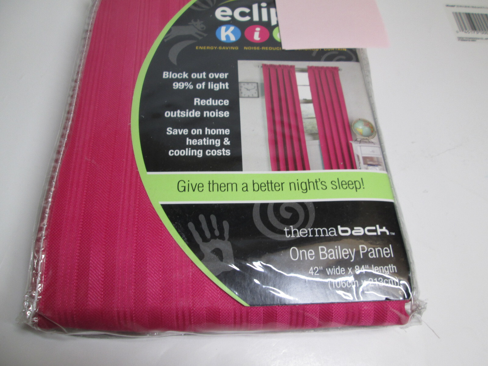 Eclipse Thermaback Bailey Rod Pocket Block Out Panel 42″x84″ Hot Pink Stripe