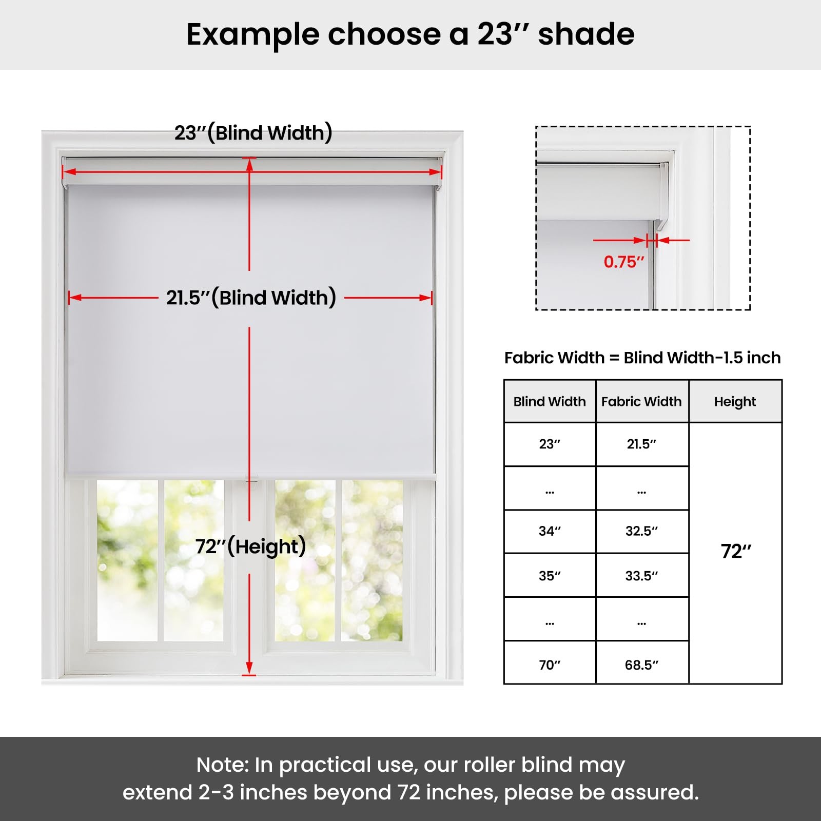 Melodieux 100 Blackout Cordless Free-Stop Roller Shade Window Blind Thermal