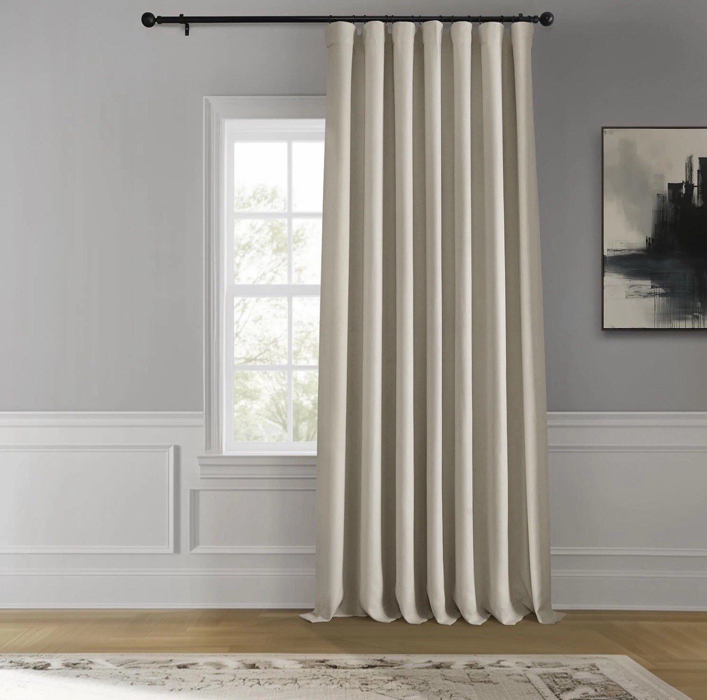 Solid Faux Living Room Curtains ( 1 Panel ) 100” X 96” Fabrics Furnishings NEW