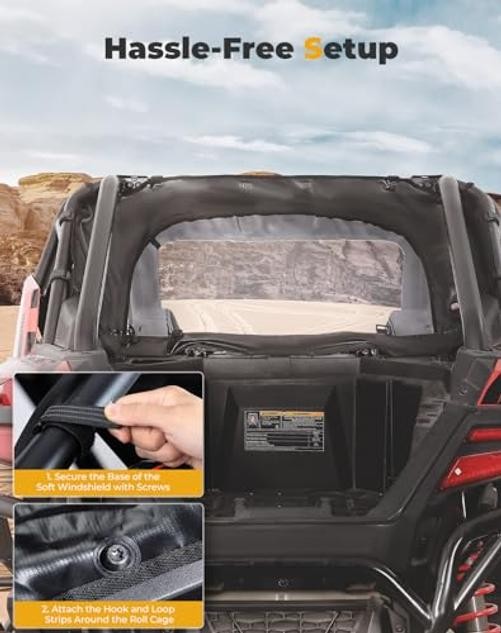 Soft Rear Windshield – Compatible with 2020-2024 2025 2026 RZR PRO XP / Turbo