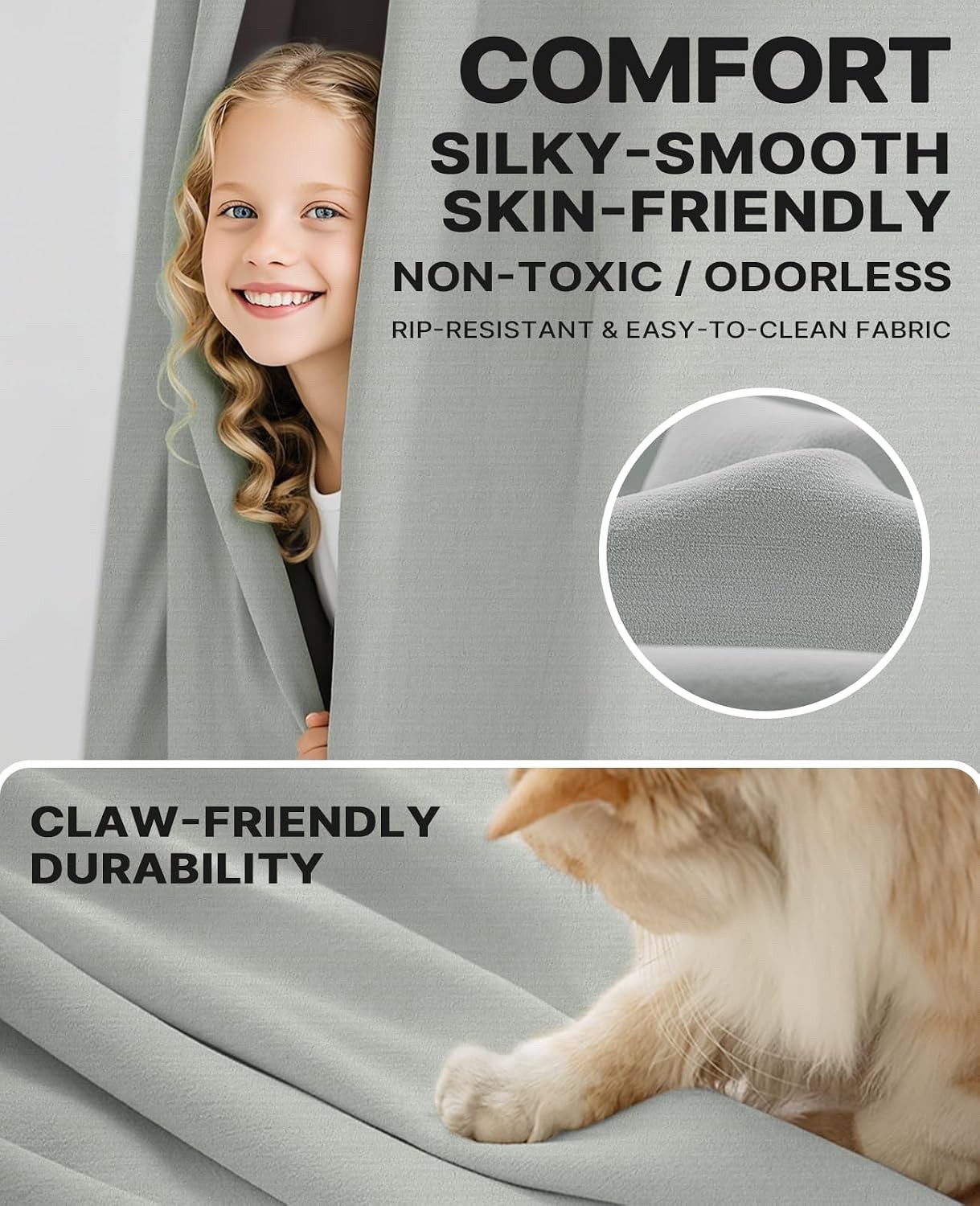 Gleantdeco Gray Blackout Chenille Pinch Pleated Curtains 40x96in 2 Panels
