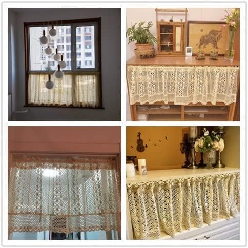Rustic Boho Curtain Valance for Kitchen Window Farmhouse Handmade Crochet Cur…
