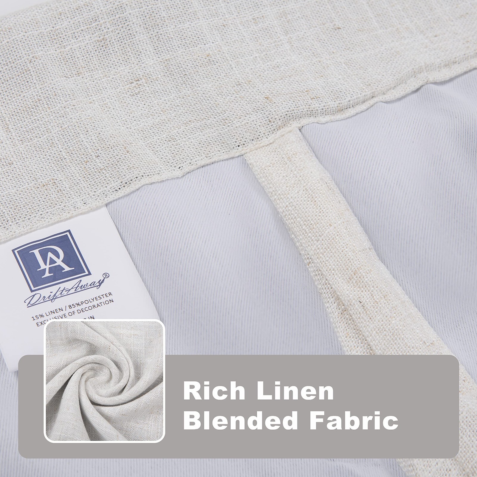 Linen Tie Up Shade Window Curtain Drape Ivory Rod Pocket for Kitchen Living Room