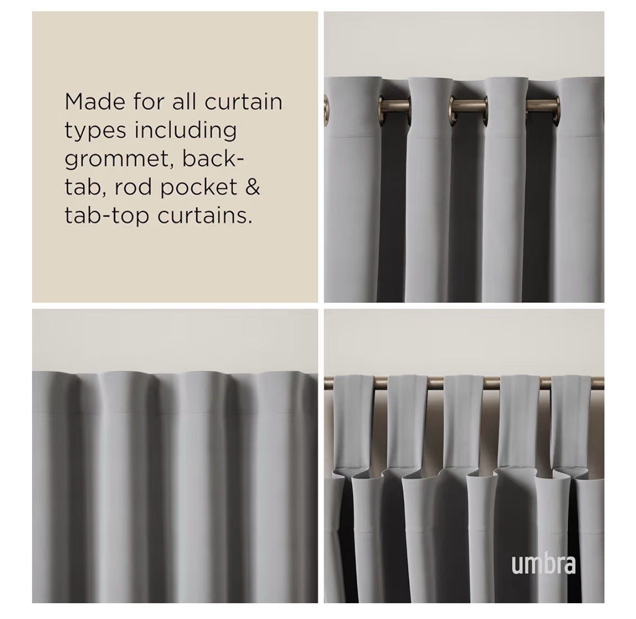 Umbra Cappa Adjustable Curtain Rod 72-144 in Brushed Nickel 0.75 Modern