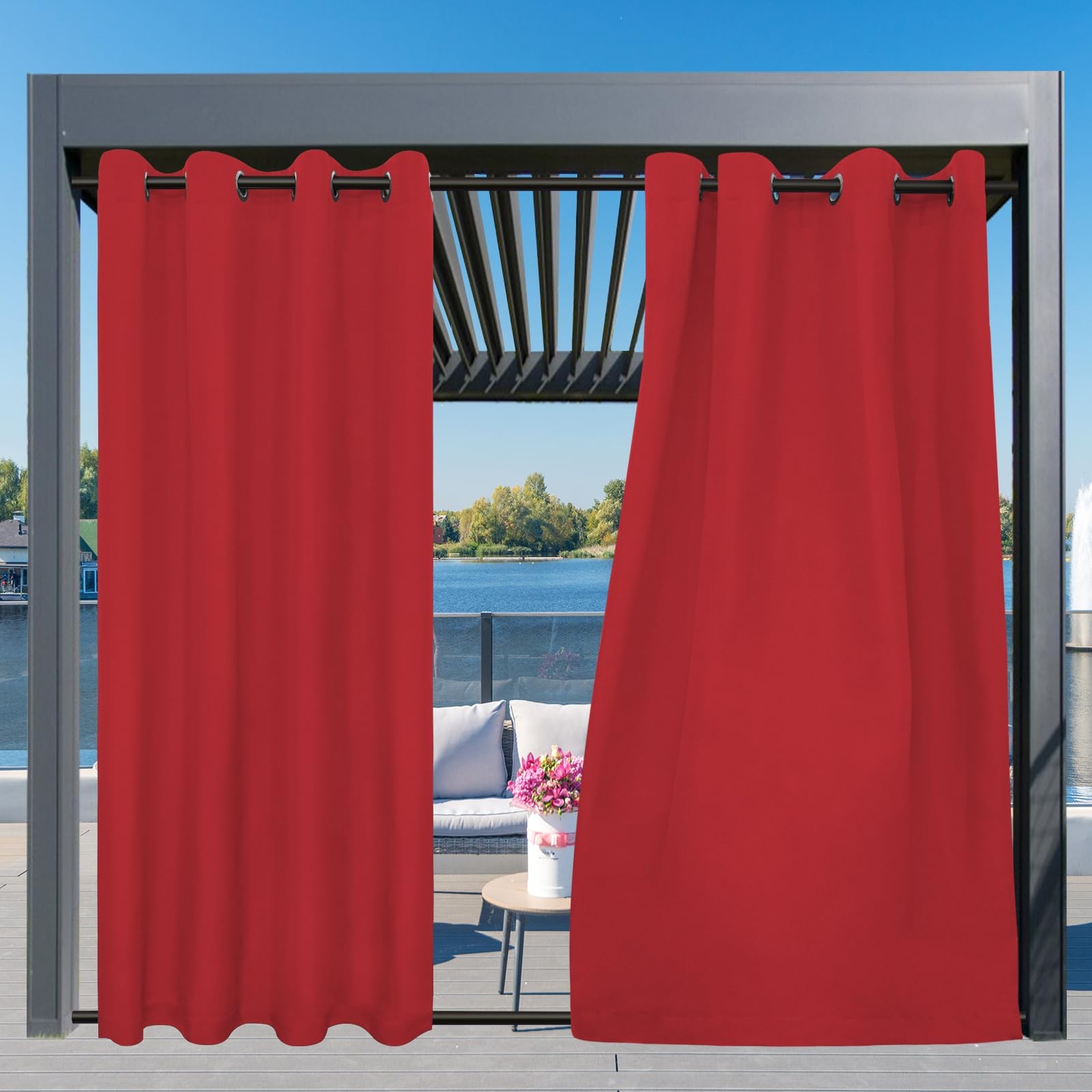Outdoor Curtains Waterproof Windproof Weatherproof Curtain for Patio, Cabana,…