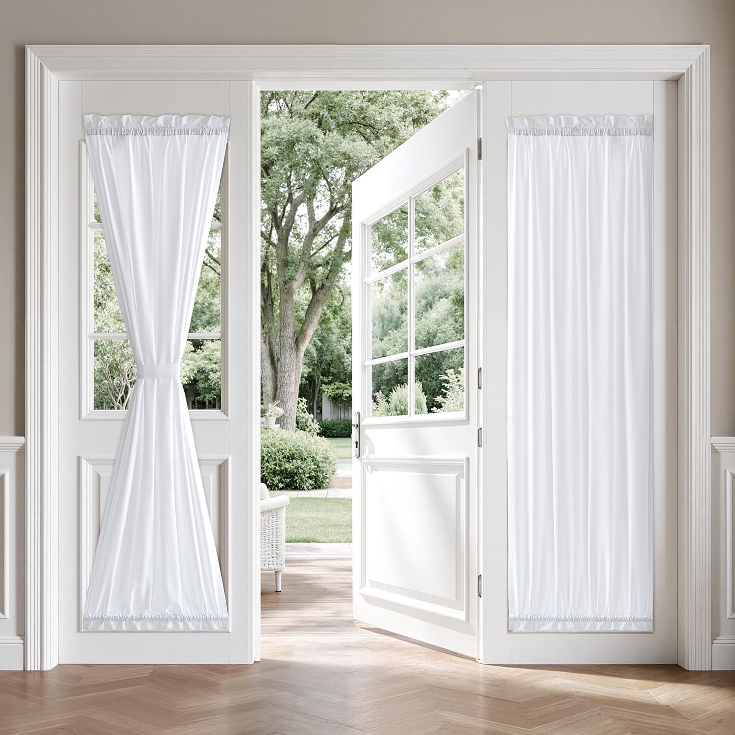 Non-See-Through French Door Curtains for Door Window, Privacy Light Filtering Sh