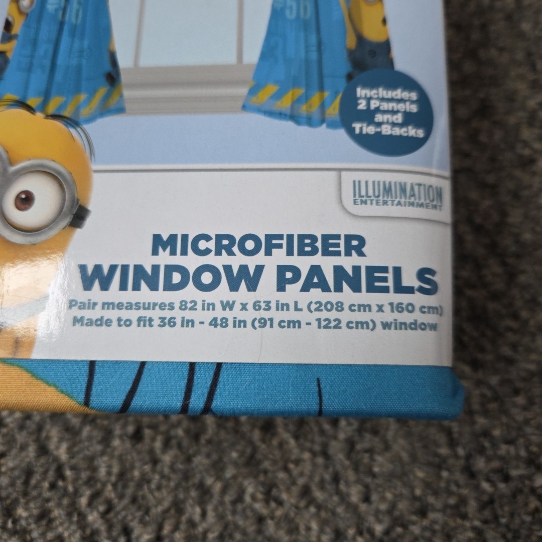 Despicable Me Microfiber Window Curtains Set Of 2 Panels Minions Kids Blue