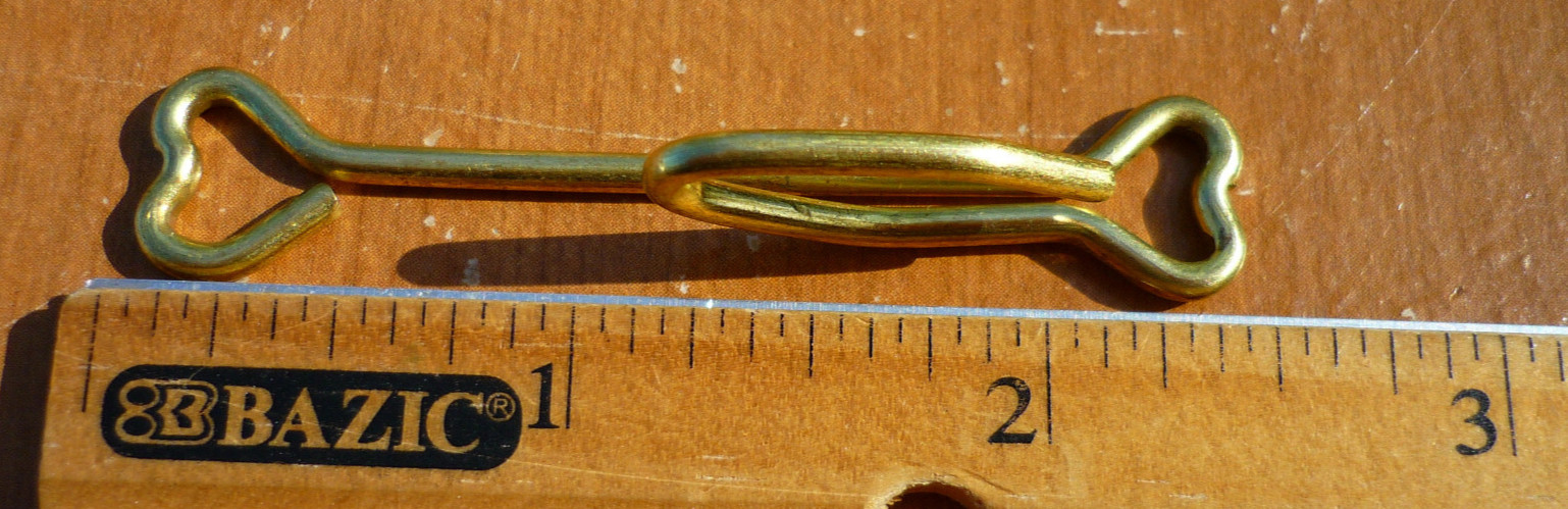 (14) Vintage Solid Brass SHORT 2-3/8″ Slip On Drapery Curtain Hooks 1-1/8″ Drop