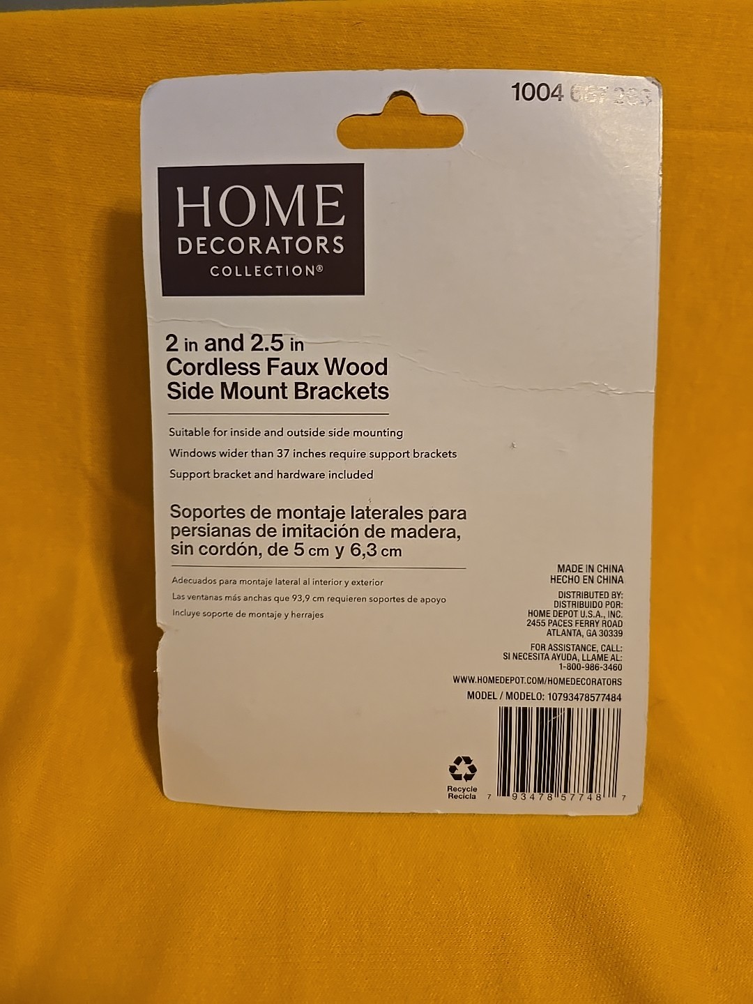 Home Decorators Side Mounting Bracket Set. NEW