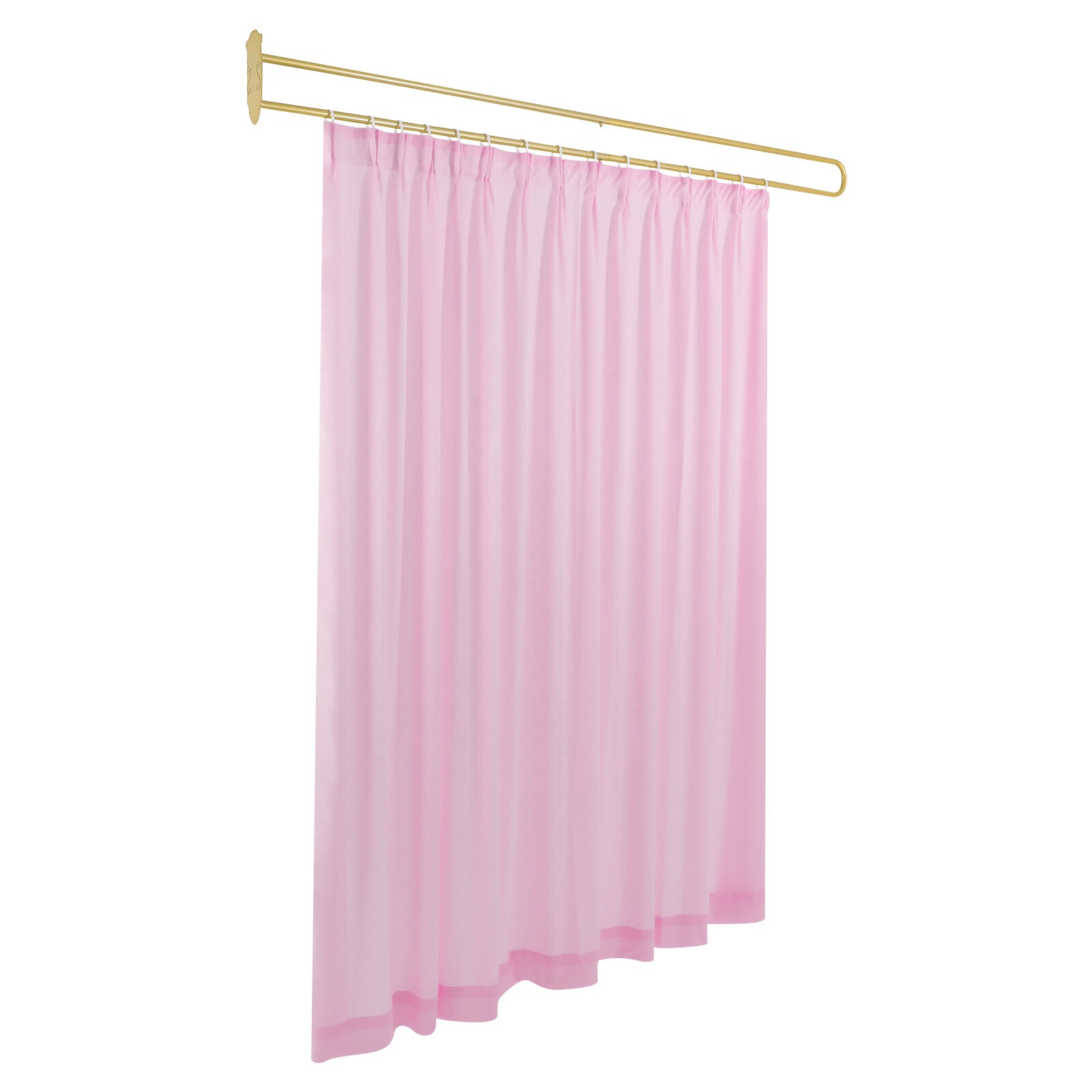 Privacy Partition Curtain Metal Support Wall Mounted U-Shape Room Divider 2M