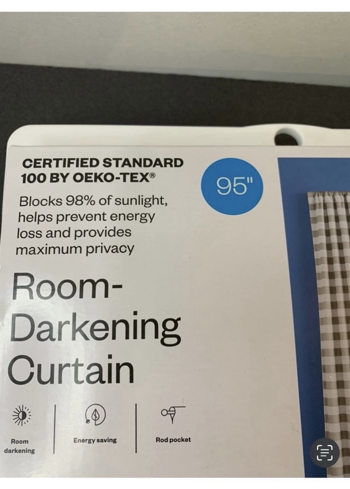 Single room darkening curtain panel tan white stripe 95 inches