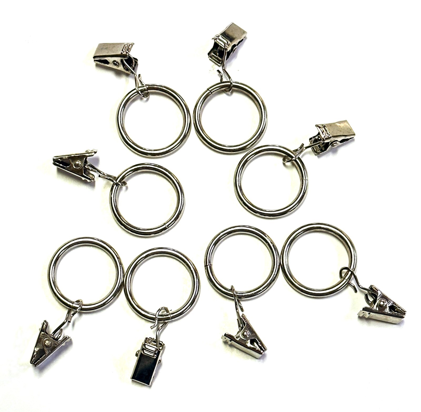 8 Pcs Metal Curtain Drapery Ring Clip Inner Diameter Fits Up To 7/8″ Rod SILVER