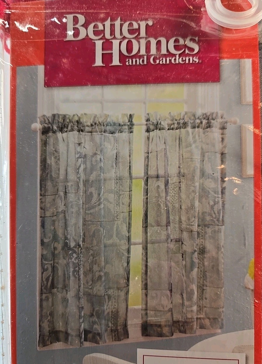 Better Homes and Gardens Sheer Window Curtains (2) and Valance (1) Blue – New