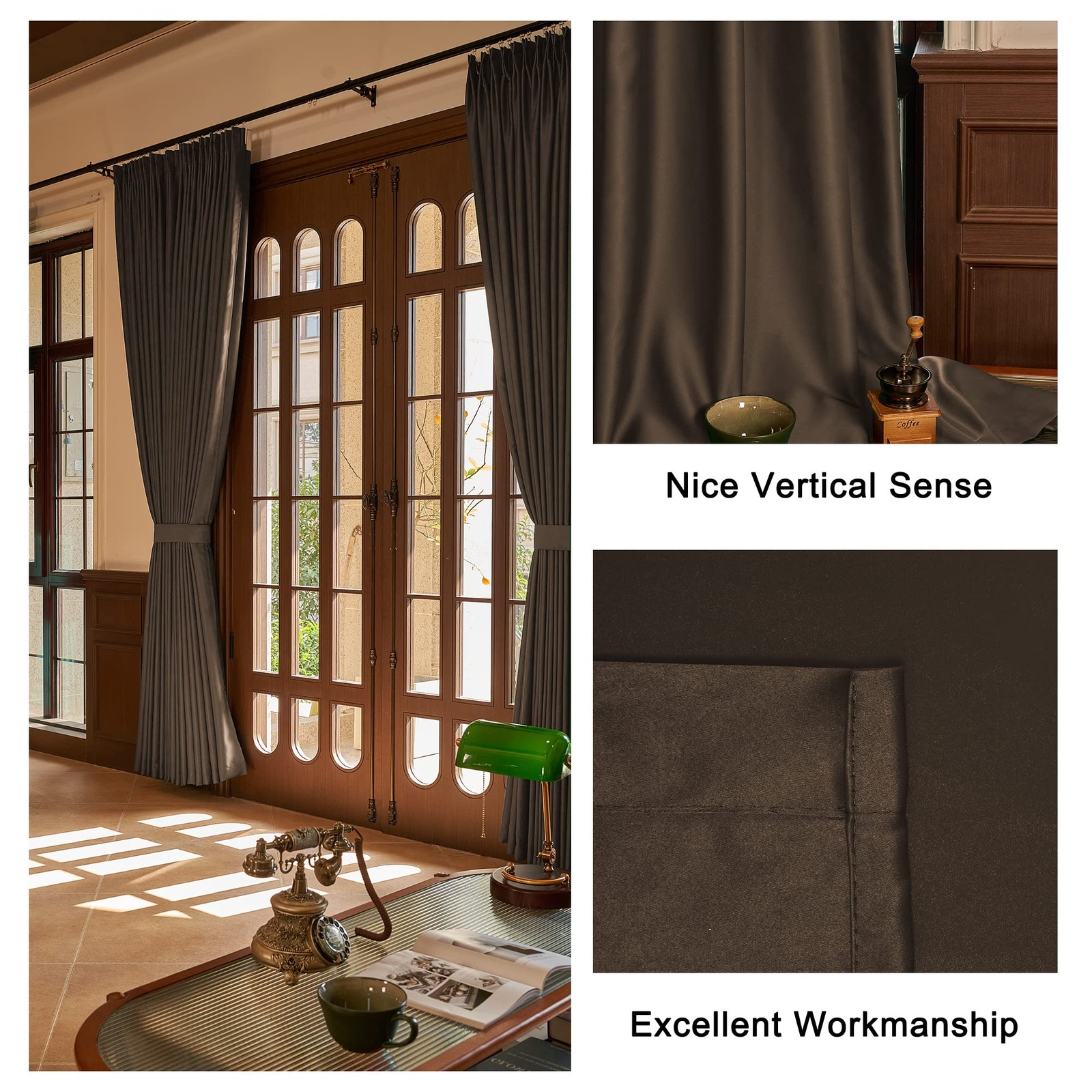 Huto Extra Long Blackout Pinch Pleat Window Curtain For Bedroom Living Room