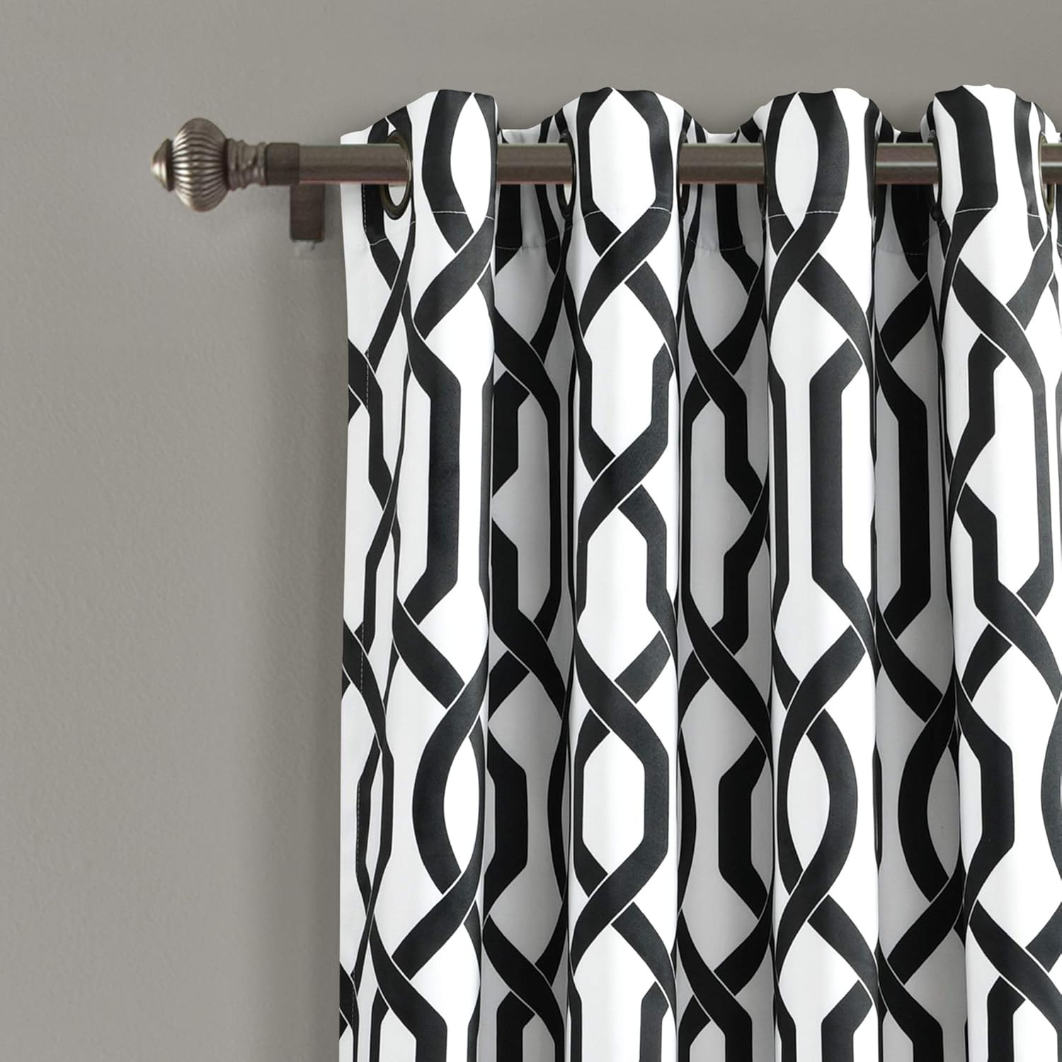 Edward Trellis Light Filtering Curtains, Black & White, 52×95″ Pair