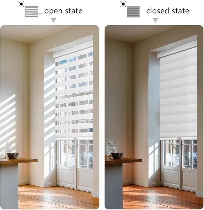 AOSKY Cordless Zebra Blinds for Windows Pull Down Roller Window (18″ W X 72″ H)