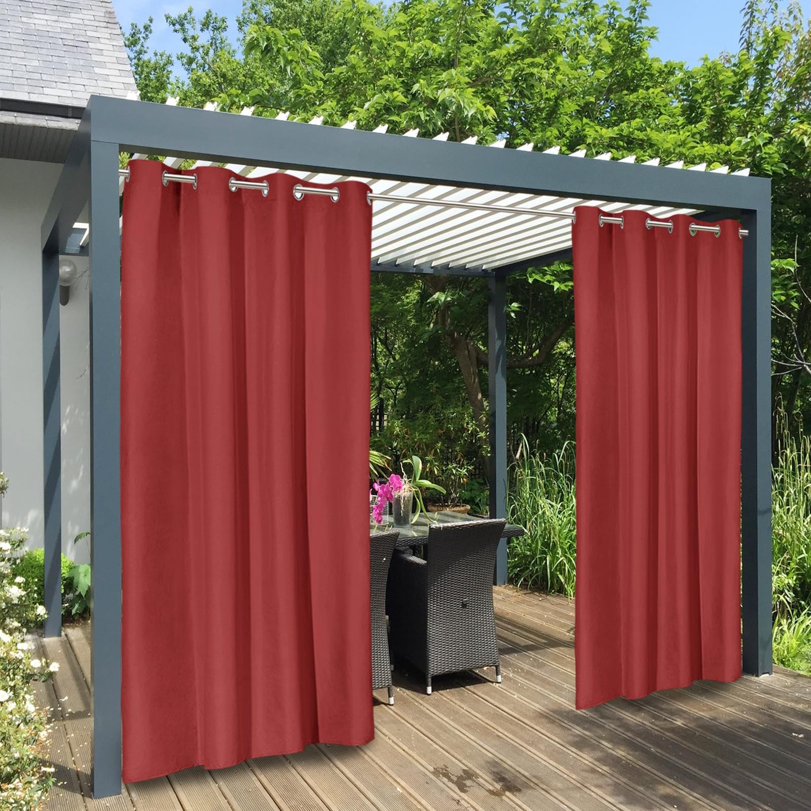 100% Waterproof Outdoor Curtains Windproof Weatherproof Porch Curtains, Premi…