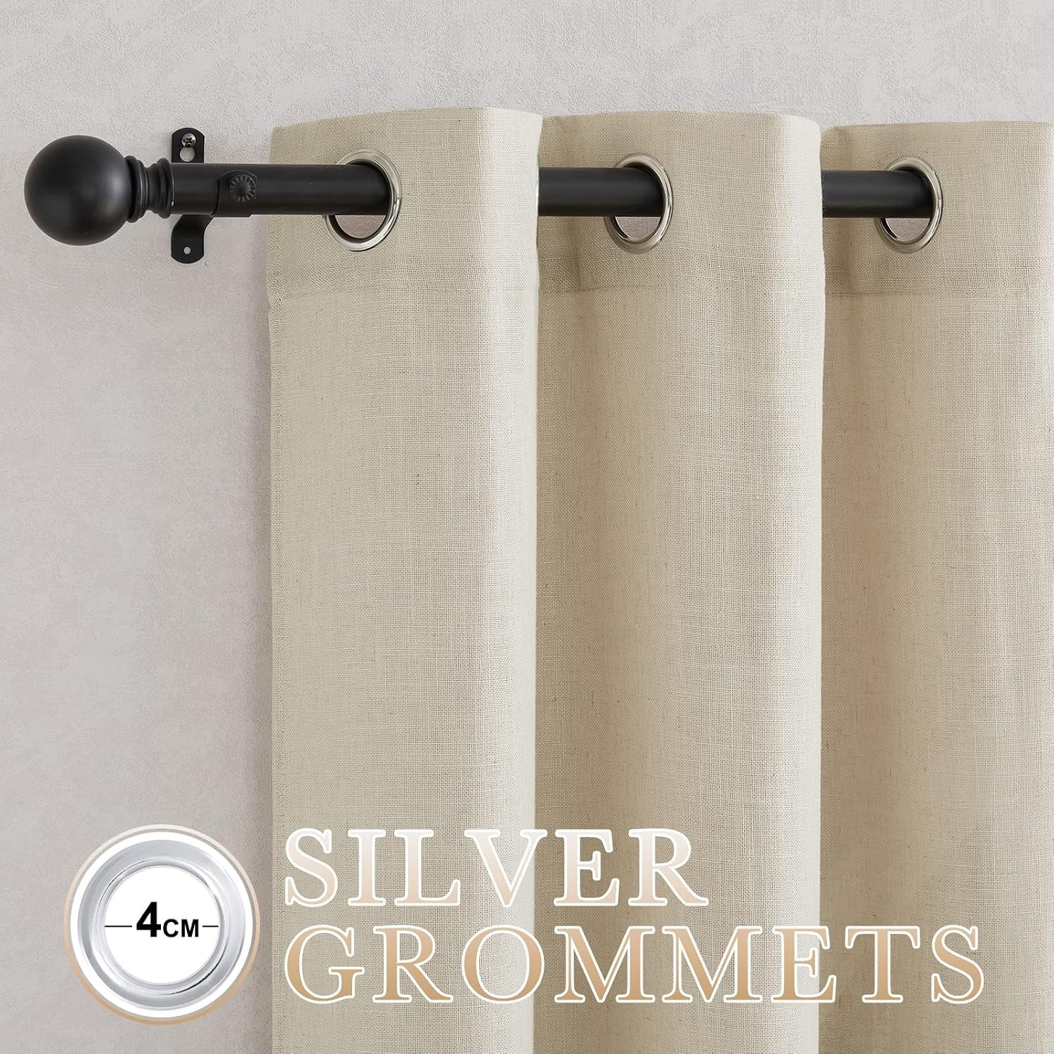 Linen Curtains Taupe 52x108L” 2 Panels Gorgeous