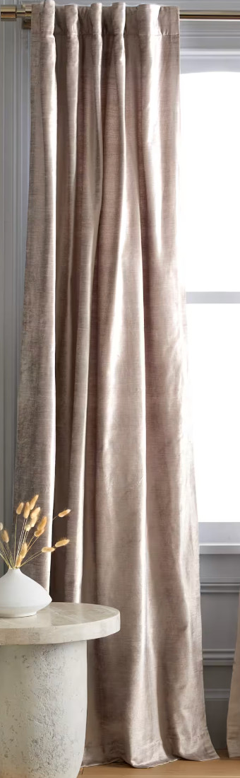 QUINCE Cotton Velvet Curtain Panel 48×96 Silver Gray Light Filtering Drape